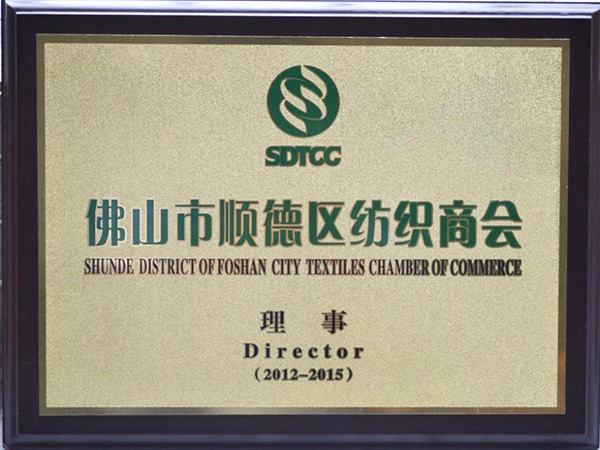 开云电竞-2012年获顺德政府颁发“佛山纺织商会理事单位”